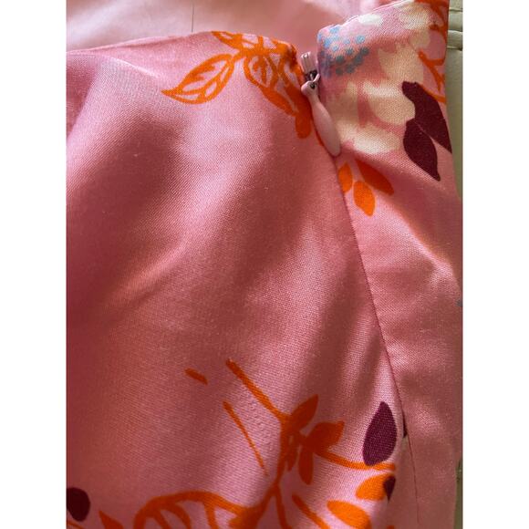 Les Reveries One Sleeve Pink Satin Floral Print Mini Dress size 0 - Picture 12 of 15